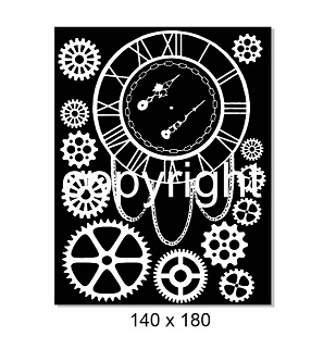 Clock face, chain, cogs. 140 x 180mm. Min buy 3